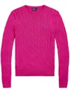 Polo Ralph Lauren Cable-knit Sweater With Blue Logo Embroidery In Multicolor