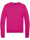 Polo Ralph Lauren Cable-knit Sweater With Blue Logo Embroidery In Multicolor
