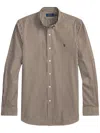 Polo Ralph Lauren Brown And White Striped Cotton Shirt  In Neutral