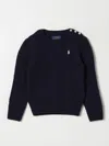 Polo Ralph Lauren Girls Blue Cotton & Cashmere Knitted Sweater In Blau