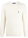 Polo Ralph Lauren Textured Cable Knit Sweater With Round Neckline And Fitted Silhouette In White