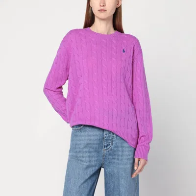 Polo Ralph Lauren Purple Cable-knit Sweater In Wool And Cashmere