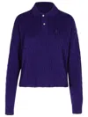 Shop Polo Ralph Lauren Purple Cashmere Blend Polo Shirt