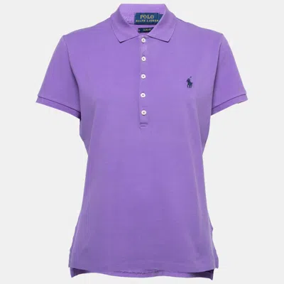 Pre-owned Polo Ralph Lauren Purple Cotton Pique Polo T-shirt L