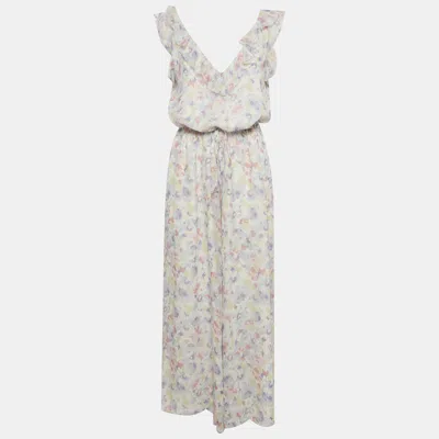 Pre-owned Polo Ralph Lauren Purple Floral Print Chiffon Jumpsuit S