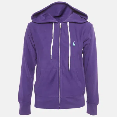 Pre-owned Polo Ralph Lauren Purple Logo Embroidered Cotton Blend Hoodie Xs