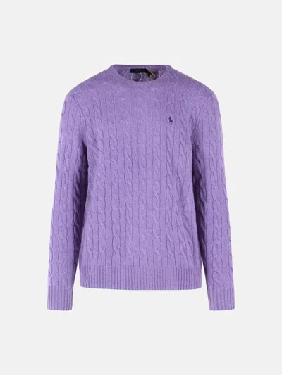 Polo Ralph Lauren Purple Wool And Cashmere Sweater In Violet