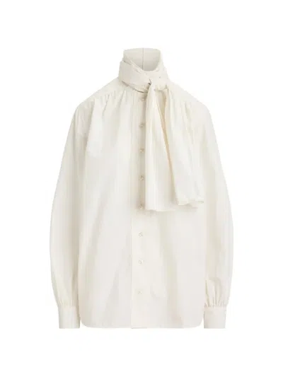 Polo Ralph Lauren Pussy-bow Button-down Blouse In 뉴트럴