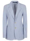 Polo Ralph Lauren Tailored Cotton Blazer With Subtle Striped Pattern In Bright Blue White