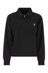 Polo Ralph Lauren Cotton Blend Fleece Quarter-zip Sweatshirt In Black