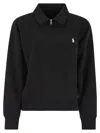 Polo Ralph Lauren Cotton Blend Fleece Quarter-zip Sweatshirt In Black