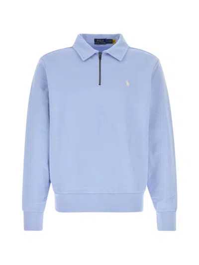 Polo Ralph Lauren Quarter-zip Cotton Sweateshirt In Blue