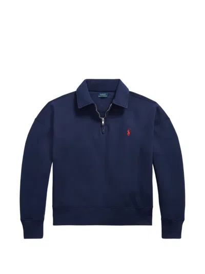 Polo Ralph Lauren Quarter-zip Logo-embroidered Sweatshirt In Multi