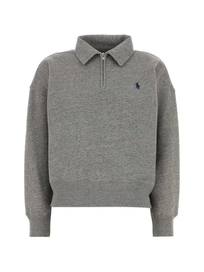 Polo Ralph Lauren Quarter-zip Pocket Sweater For Women - Size S In Grigio