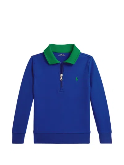 Polo Ralph Lauren Kids' Quarter-zip Polo Shirt In Blue
