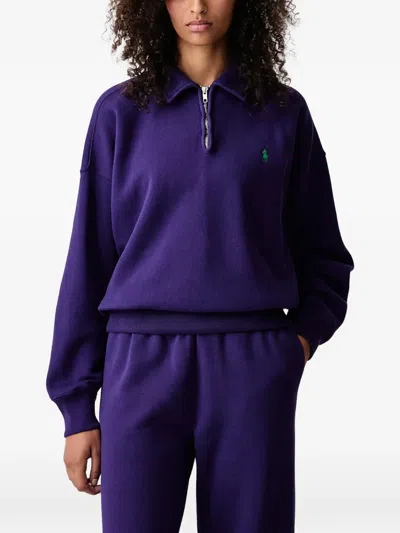 Polo Ralph Lauren Quarter-zip Sweatshirt In Purple