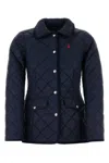 Polo Ralph Lauren Quilted Barn Jacket With Corduroy Collar In Blue