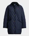 Polo Ralph Lauren Corduroy Collar Quilted Front Pockets Jacket In Blue