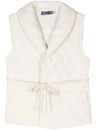 Polo Ralph Lauren Quilted Belted Gilet In Neutrals