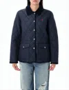 Polo Ralph Lauren Quilted Blue Jacket With Contrasting Collar And Snap Buttons In Black