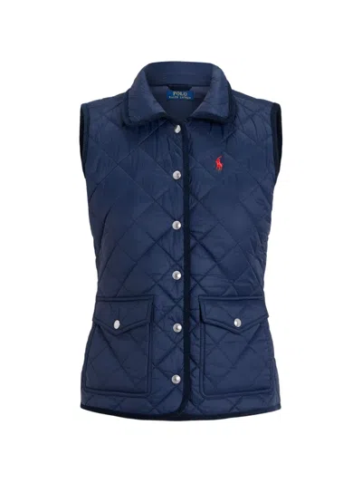 Polo Ralph Lauren Quilted Button Vest In Blue