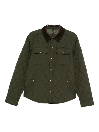 Polo Ralph Lauren Quilted Corduroy-collar Shirt Jacket In Green