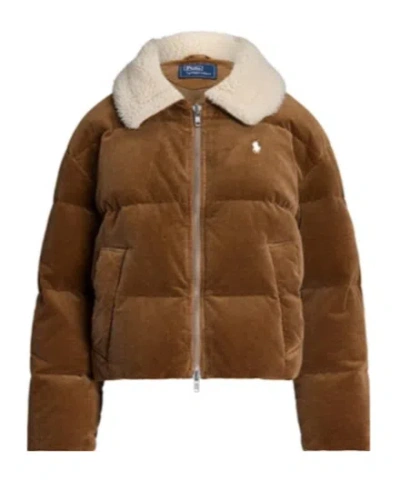 Polo Ralph Lauren Quilted Corduroy Down Jacket In Brown