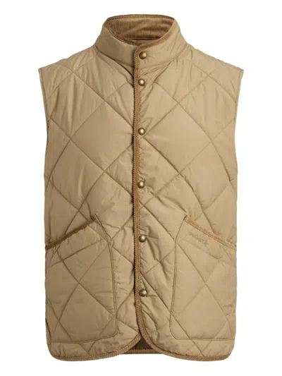 Polo Ralph Lauren Quilted Corduroy-trim Gilet In Neutral