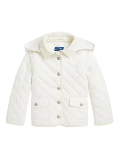 Polo Ralph Lauren Kids' Quilted Corduroy-trim Jacket In White