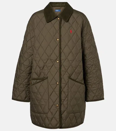Polo Ralph Lauren Quilted Corduroy-trimmed Jacket In Green
