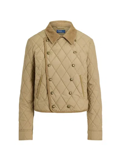 Polo Ralph Lauren Quilted Double-breasted Jacket In Gold