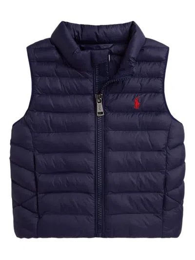 Polo Ralph Lauren Babies' Quilted Embroidered-logo Gilet In Blue