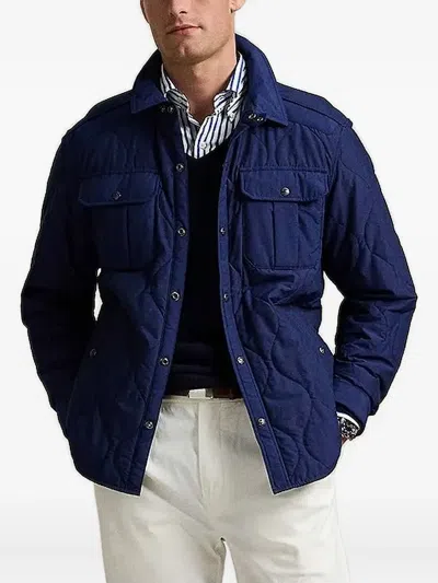 Polo Ralph Lauren Quilted Flap-pocket Jacket In Blue