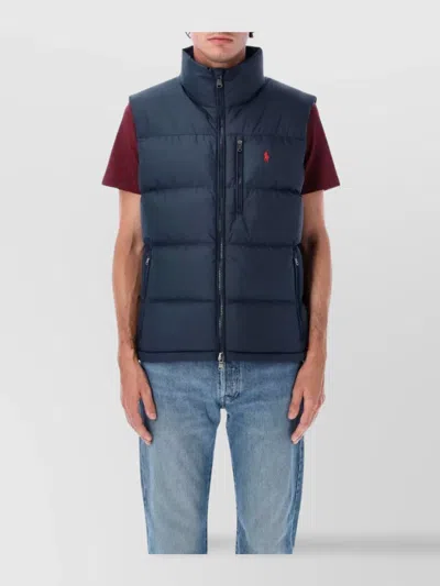 Polo Ralph Lauren Quilted High Neck Sleeveless Vest In Blue