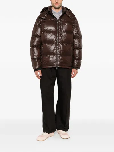Polo Ralph Lauren Quilted Hooded Coat In Brown