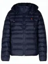 Polo Ralph Lauren Quilted Hooded Down Jacket With Side Pockets In Blue