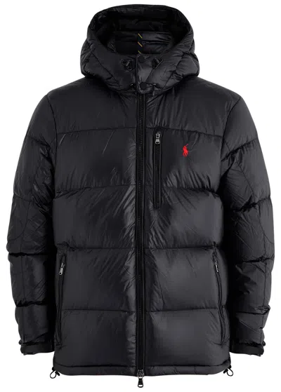 Polo Ralph Lauren Quilted Hooded Glossed Shell Jacket In Black