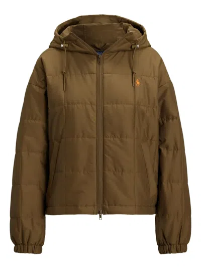 Polo Ralph Lauren Quilted Hooded Jacket In Brown