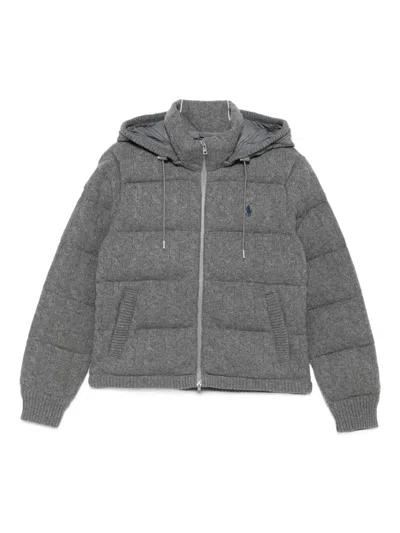 Polo Ralph Lauren Quilted Hooded Jacket In Gray