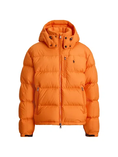 Polo Ralph Lauren Quilted Hooded Jacket In Orange