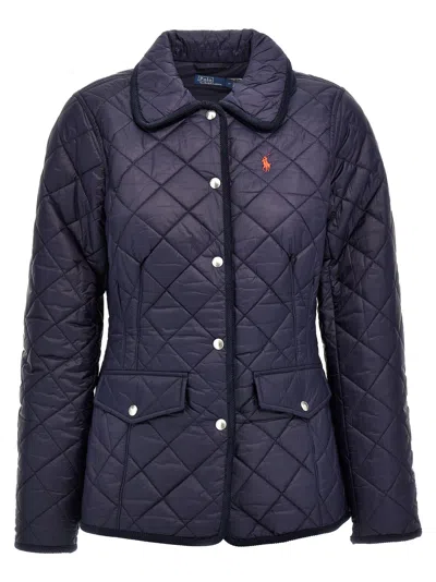 Polo Ralph Lauren Corduroy Collar Quilted Barn Jacket In Blue