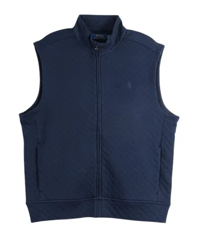 Polo Ralph Lauren Quilted Knit Vest With Full Zipper In Blue
