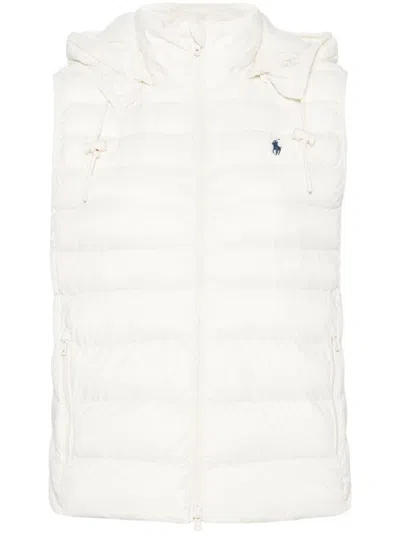 Polo Ralph Lauren Quilted Lightweight Jacket With Detachable Hood And Signature Motif In White