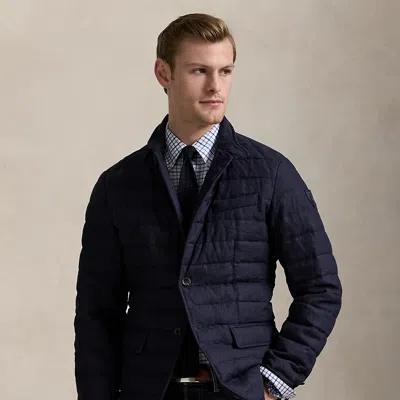 Polo Ralph Lauren Quilted Linen Down Jacket In Collection Navy