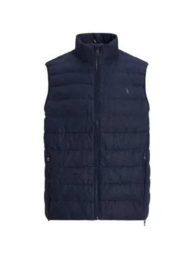 Polo Ralph Lauren Quilted Linen Gilet In Blue