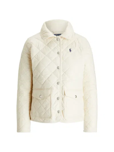 Polo Ralph Lauren Quilted Logo-embroidered Jacket In Neutral