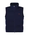 Polo Ralph Lauren Quilted Padded Vest With High Collar And Textured Knit In Blue