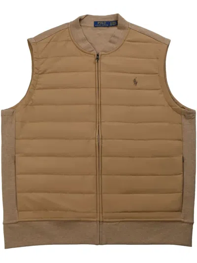 Polo Ralph Lauren Quilted-panel Gilet In Brown