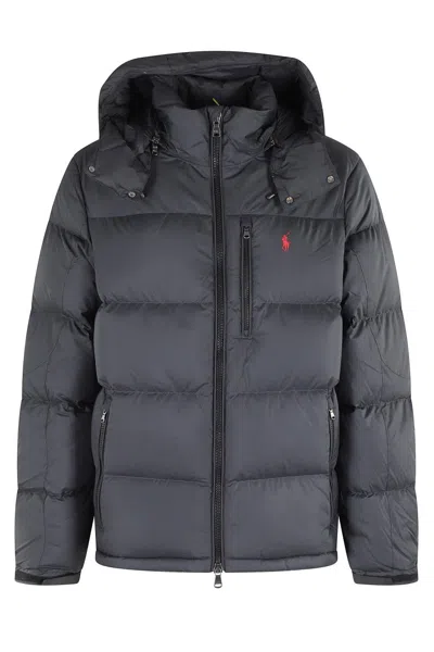 Polo Ralph Lauren Quilted Puffer Jacket With Removable Hood In Gray