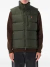 Polo Ralph Lauren Gorham Logo-embroidered Quilted Padded Shell Down Gilet In Green